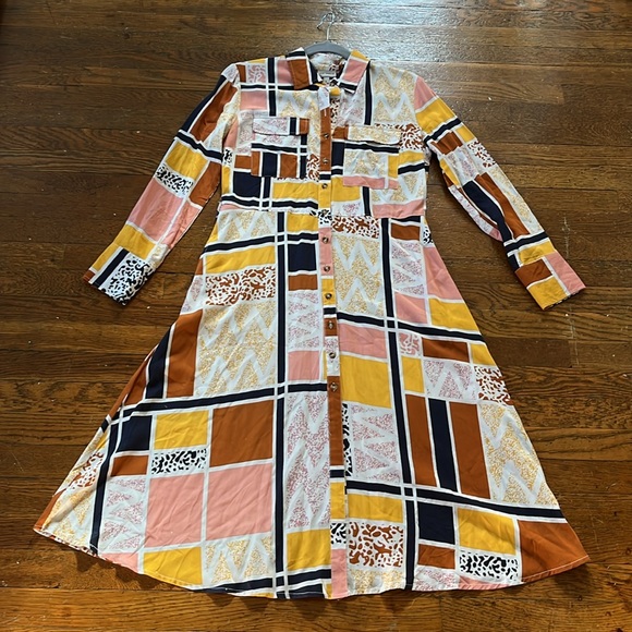 THE ODELLS Nouveau Shirt Dress Geo Print - Picture 5 of 12